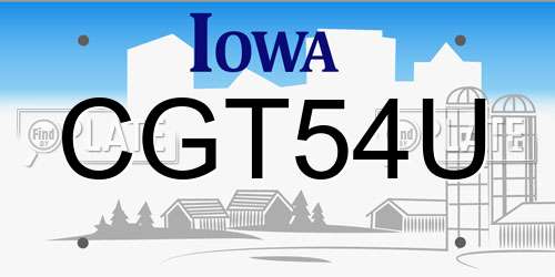 CGT54U Iowa License Plate