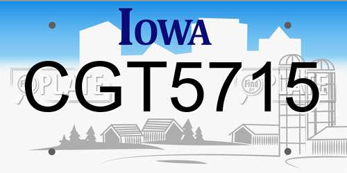 CGT5715 Iowa License Plate