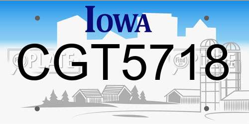 CGT5718 Iowa License Plate