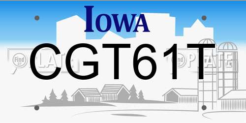 CGT61T Iowa License Plate