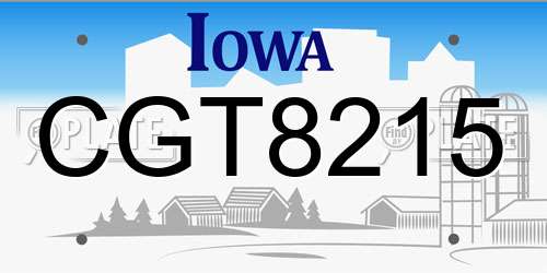 CGT8215 Iowa License Plate