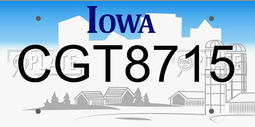 CGT8715 Iowa License Plate