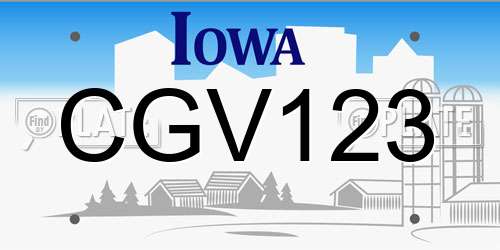 CGV123 Iowa License Plate