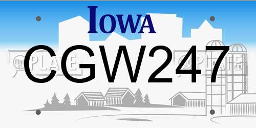 CGW247 Iowa License Plate