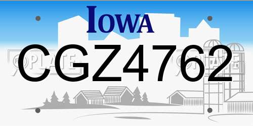 CGZ4762 Iowa License Plate