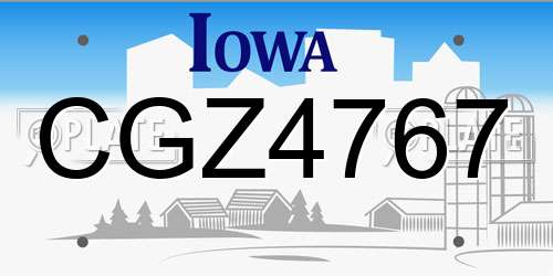 CGZ4767 Iowa License Plate