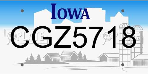 CGZ5718 Iowa License Plate