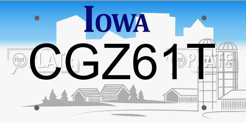 CGZ61T Iowa License Plate
