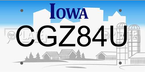 CGZ84U Iowa License Plate