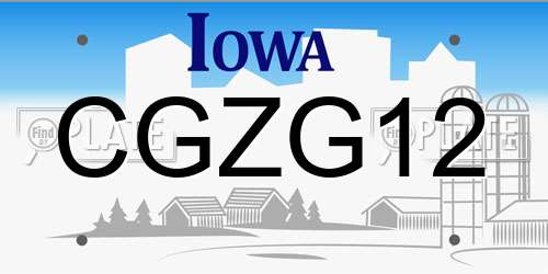 CGZG12 Iowa License Plate