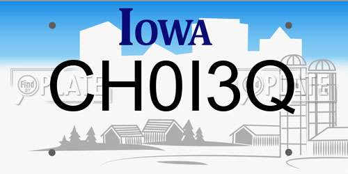 CH0I3Q Iowa License Plate