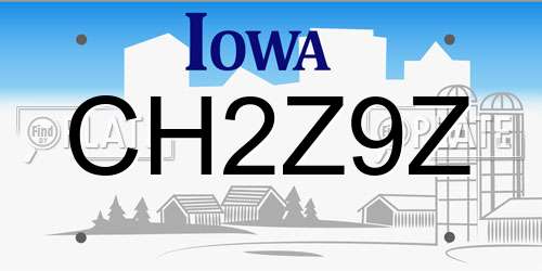 CH2Z9Z Iowa License Plate