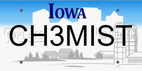 CH3MIST Iowa License Plate