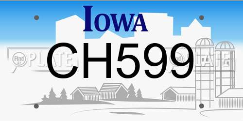 CH599 Iowa License Plate