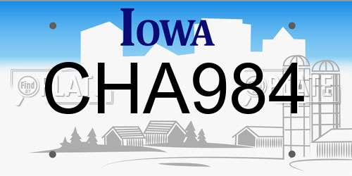 CHA984 Iowa License Plate