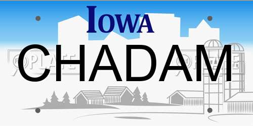 CHADAM Iowa License Plate