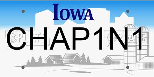 CHAP1N1 Iowa License Plate