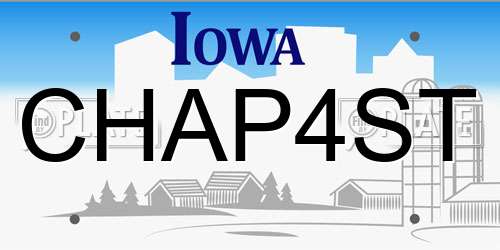 CHAP4ST Iowa License Plate