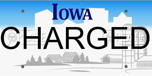 CHARGED Iowa License Plate