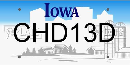 CHD13D Iowa License Plate