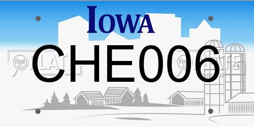 CHE006 Iowa License Plate