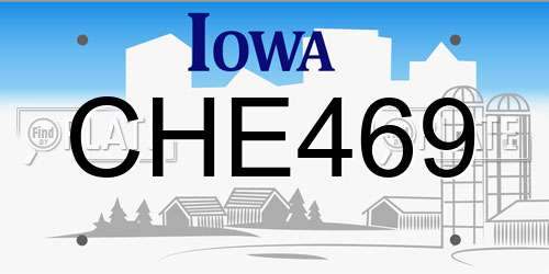 CHE469 Iowa License Plate