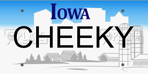 CHEEKY Iowa License Plate