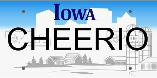 CHEERIO Iowa License Plate