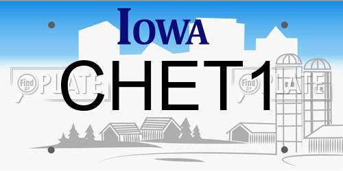 CHET1 Iowa License Plate