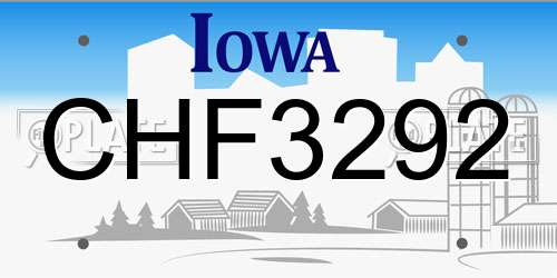 CHF3292 Iowa License Plate
