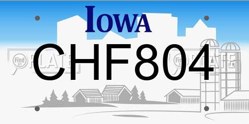 CHF804 Iowa License Plate