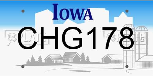 CHG178 Iowa License Plate