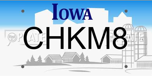CHKM8 Iowa License Plate