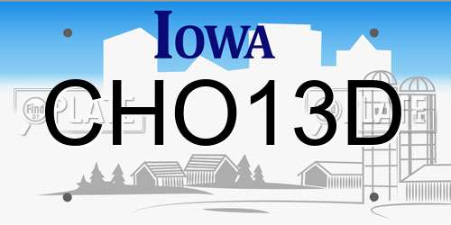 CHO13D Iowa License Plate