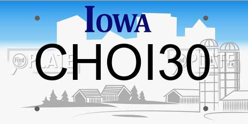 CHOI30 Iowa License Plate