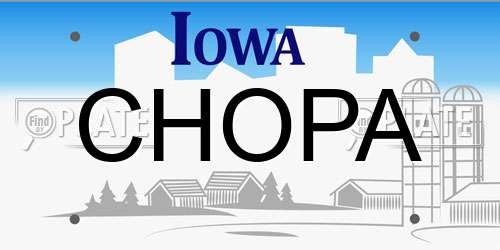 CHOPA Iowa License Plate