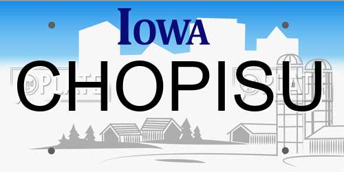 CHOPISU Iowa License Plate