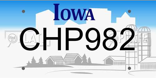 CHP982 Iowa License Plate
