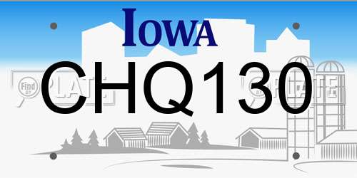 CHQ130 Iowa License Plate