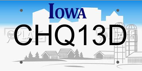 CHQ13D Iowa License Plate