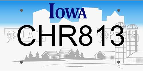 CHR813 Iowa License Plate