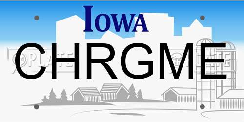 CHRGME Iowa License Plate