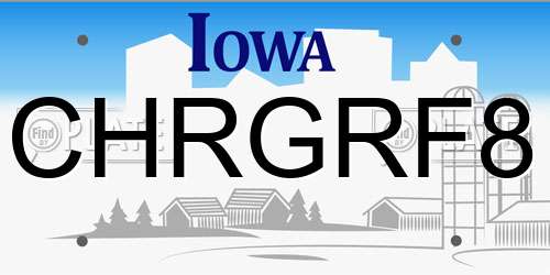 CHRGRF8 Iowa License Plate