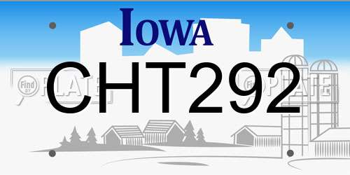 CHT292 Iowa License Plate