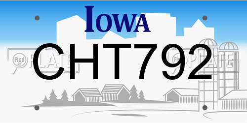 CHT792 Iowa License Plate