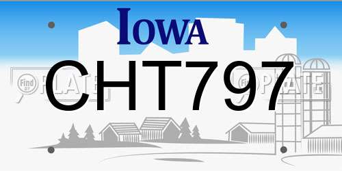 CHT797 Iowa License Plate