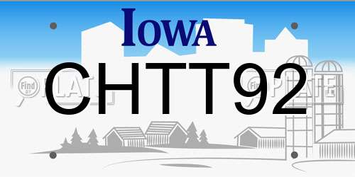 CHTT92 Iowa License Plate