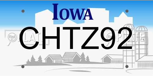 CHTZ92 Iowa License Plate
