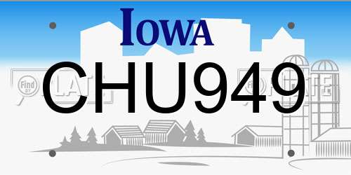 CHU949 Iowa License Plate