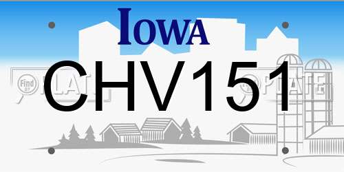 CHV151 Iowa License Plate